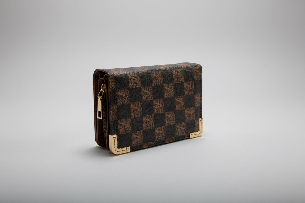 Chocolate & Bronze Purse with Gold Hardware